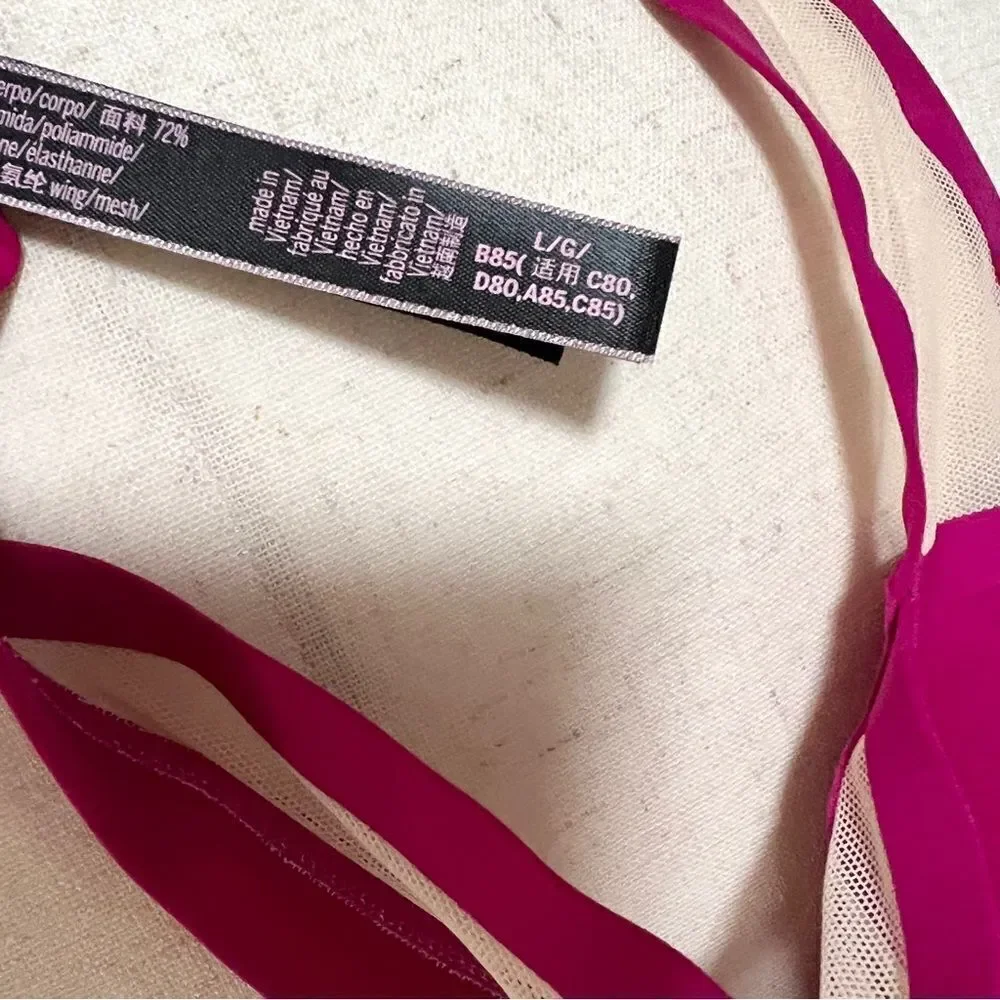 NWOT New Victoria’s Secret Unlined Mesh Plunge Bralette L Wicked Rose Beige Luxe